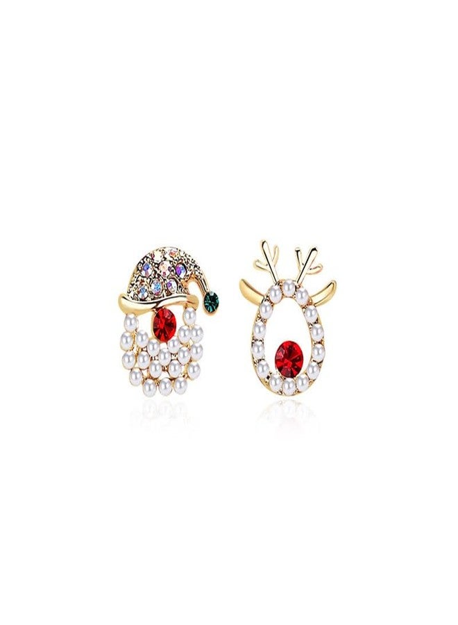 Cicod Christmas Earrings for Women,Sparkling Rhinestone Xmas Earrings Santa Hat Elk Stud Earrings Xmas Holiday Earring Christmas Jewelry Stocking Stuffers for Women - Image 1